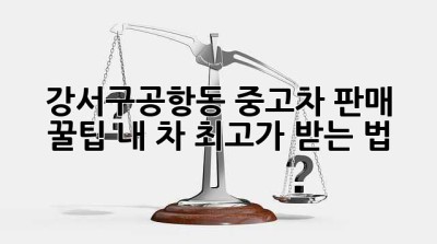 강서구/공항동 중고차 판매 꿀팁🍯: 내 차 최고가 받는 법!