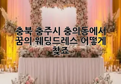 충북 충주시 충의동에서 꿈의 웨딩드레스, 어떻게 찾죠? 👰✨