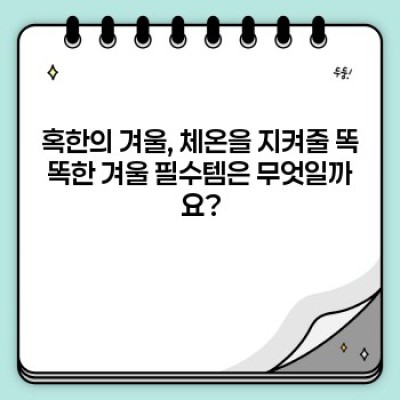 겨울철 추위 걱정 끝! 2024 겨울 필수템 완벽 가이드